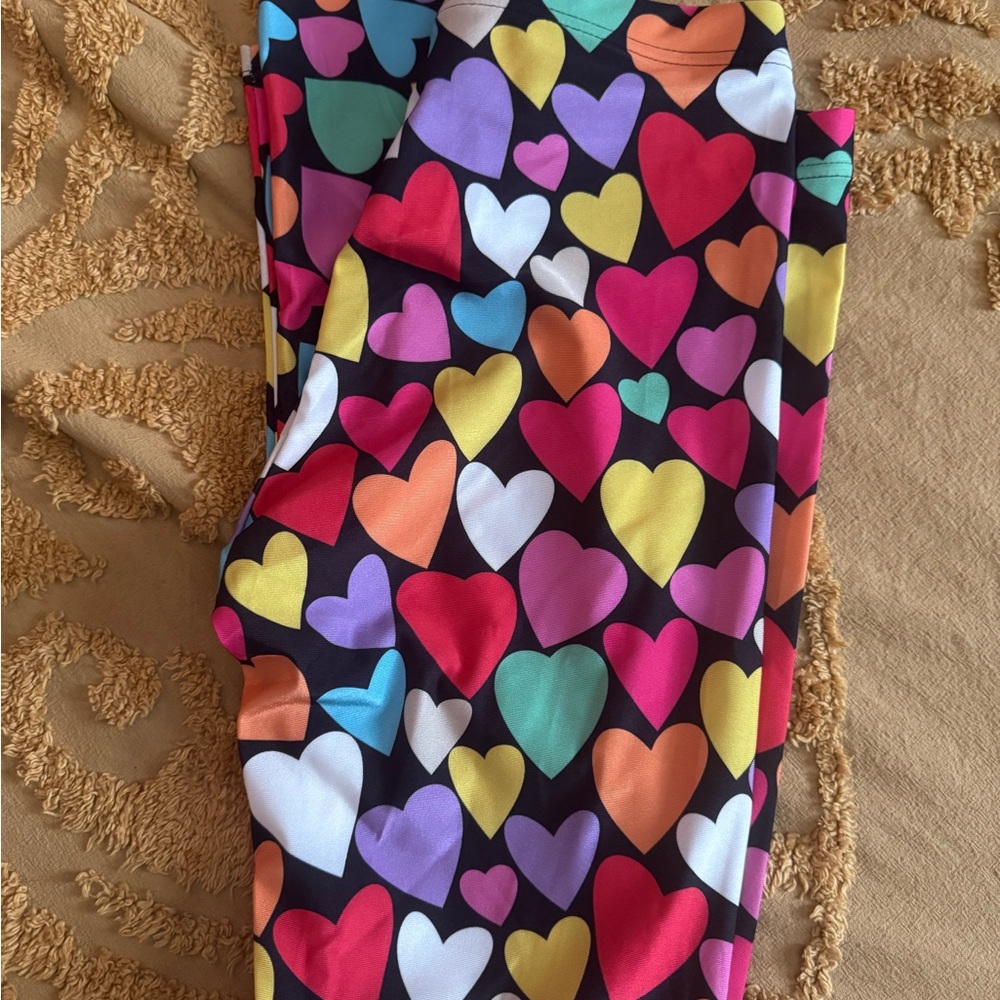 Colorful Heart Pattern Leggings just in time for Valentine's Day